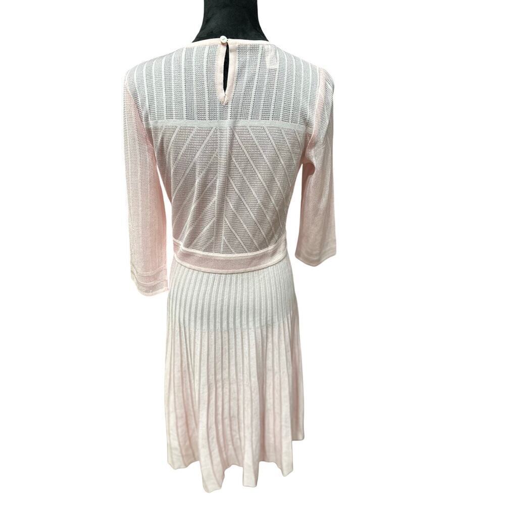 Misook Pleated Knit Midi Fit Flare Pink XS Rich Elegant Brunch Events Feminine - Picture 3 of 11